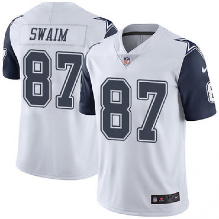Nike Cowboys 87 Geoff Swaim White Men's Stitched NFL Limited Rush Jersey