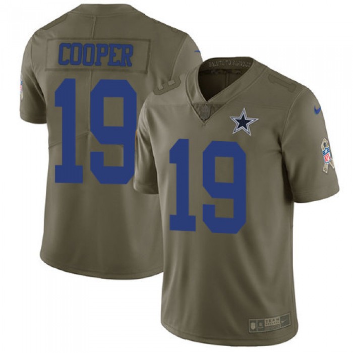 Nike Dallas Cowboys #19 Amari Cooper Olive Men's Stitched NFL Limited 2017 Salute To Service Jersey