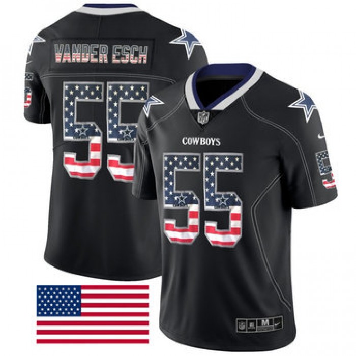 Nike Dallas Cowboys #55 Leighton Vander Esch Black USA Flag Fashion Limited Jersey