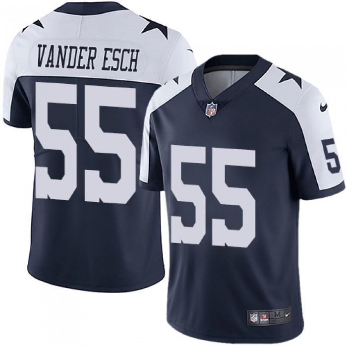 Nike Dallas Cowboys #55 Leighton Vander Esch Navy Blue Thanksgiving Men's Stitched NFL Vapor Untouchable Limited Throwback Jersey