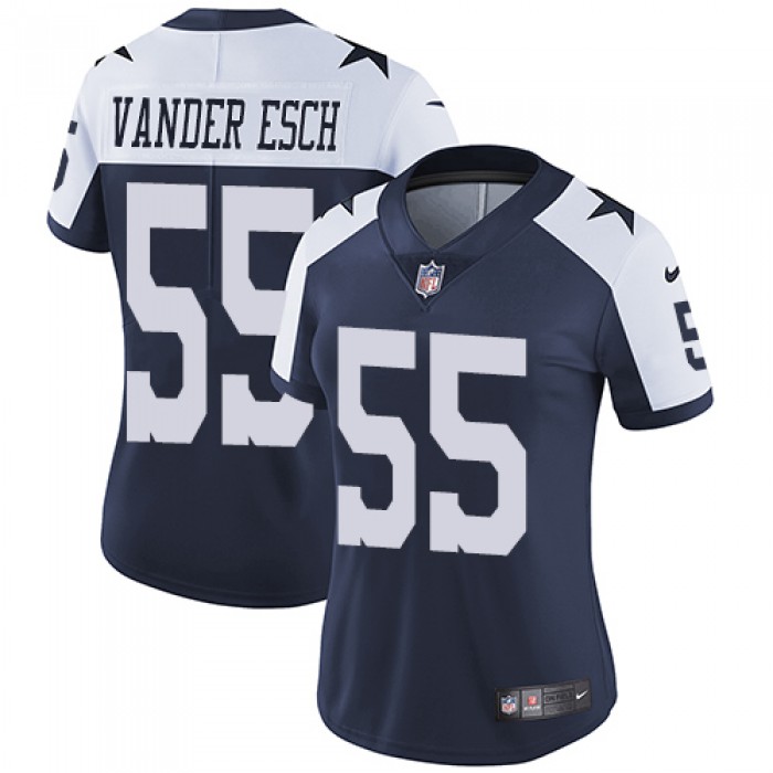 Nike Cowboys #55 Leighton Vander Esch Navy Blue Thanksgiving Women's Stitched NFL Vapor Untouchable Limited Throwback Jersey