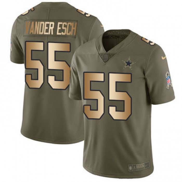 Nike Cowboys #55 Leighton Vander Esch Olive Gold Youth Stitched NFL Limited 2017 Salute to Service Jersey