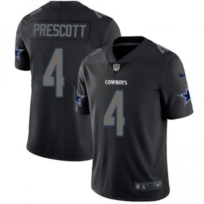 Nike Cowboys #4 Dak Prescott Black Men's Stitched NFL Limited Rush Impact Jersey