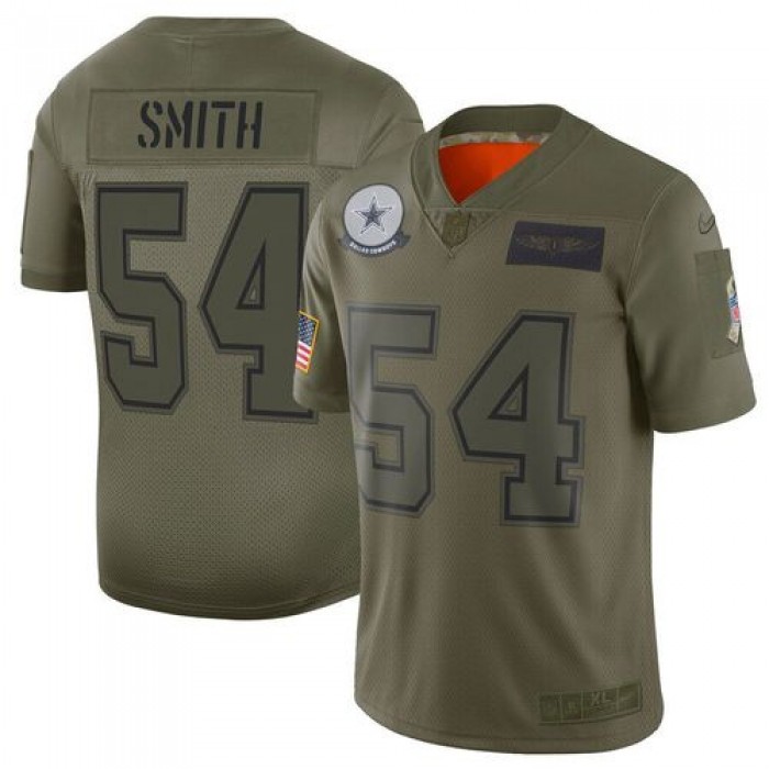 Men Dallas cowboys 54 Smith Green Nike Olive Salute To Service Limited NFL Jerseys