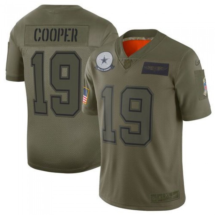 Men Dallas cowboys 19 Cooper Green Nike Olive Salute To Service Limited NFL Jerseys