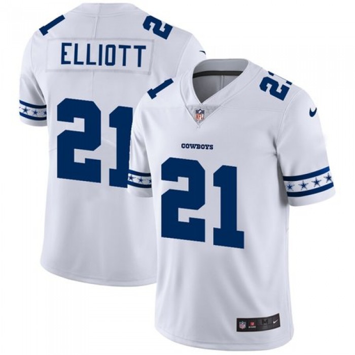 Dallas Cowboys #21 Ezekiel Elliott Nike White Team Logo Vapor Limited NFL Jersey