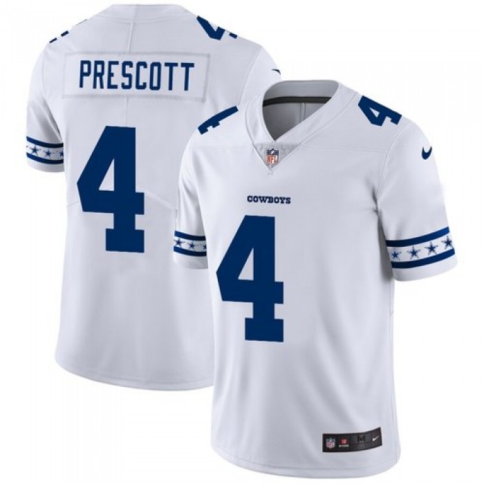 Dallas Cowboys #4 Dak Prescott Nike White Team Logo Vapor Limited NFL Jersey