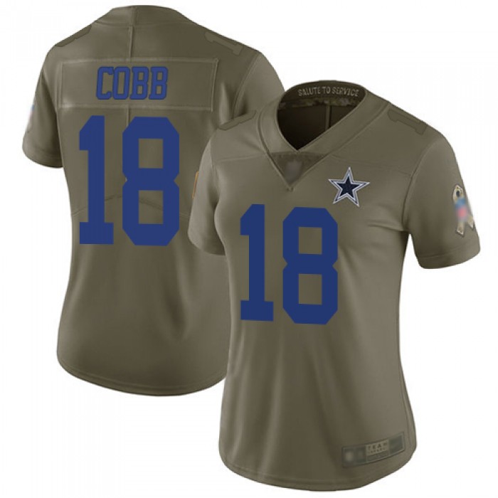 Cowboys #18 Randall Cobb Olive Women's Stitched Football Limited 2017 Salute to Service Jersey