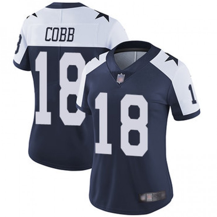 Cowboys #18 Randall Cobb Navy Blue Thanksgiving Women's Stitched Football Vapor Untouchable Limited Throwback Jersey
