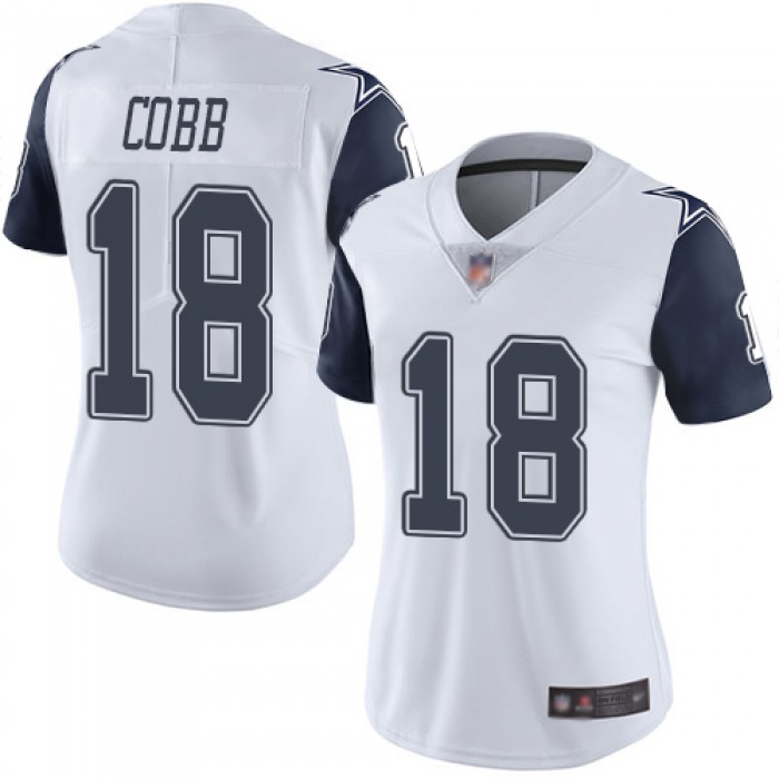 Cowboys #18 Randall Cobb White Women's Stitched Football Limited Rush Jersey