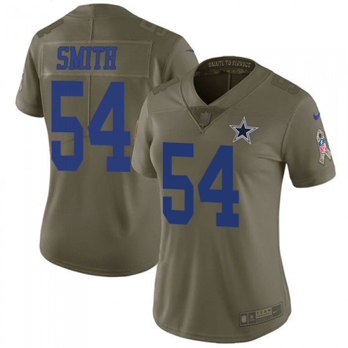 Cowboys #54 Jaylon Smith Olive Women's Stitched Football Limited 2017 Salute to Service Jersey