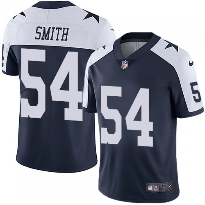 Cowboys #54 Jaylon Smith Navy Blue Thanksgiving Youth Stitched Football Vapor Untouchable Limited Throwback Jersey