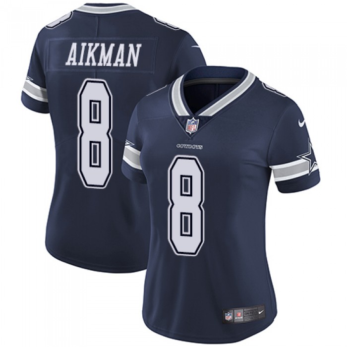Cowboys #8 Troy Aikman Navy Blue Team Color Women's Stitched Football Vapor Untouchable Limited Jersey