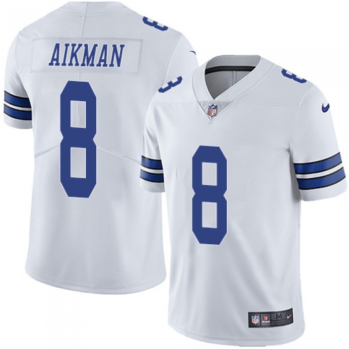 Cowboys #8 Troy Aikman White Youth Stitched Football Vapor Untouchable Limited Jersey