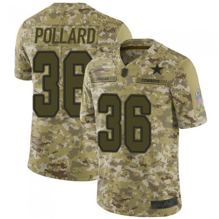 Cowboys #36 Tony Pollard Camo Men's Stitched Football Limited 2018 Salute To Service Jersey