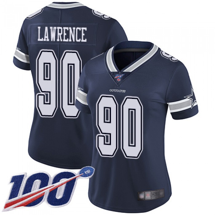 Nike Cowboys #90 Demarcus Lawrence Navy Blue Team Color Women's Stitched NFL 100th Season Vapor Limited Jersey
