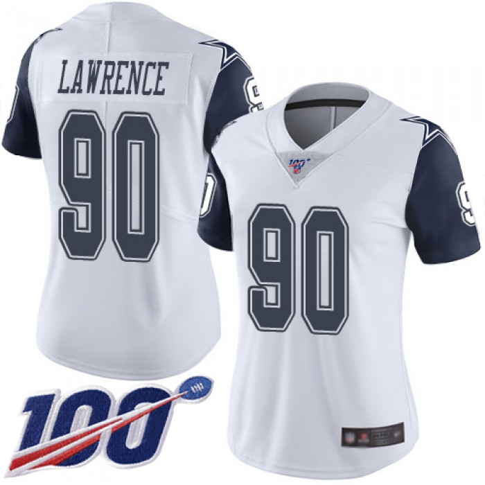Nike Cowboys #90 Demarcus Lawrence White Women's Stitched NFL Limited Rush 100th Season Jersey