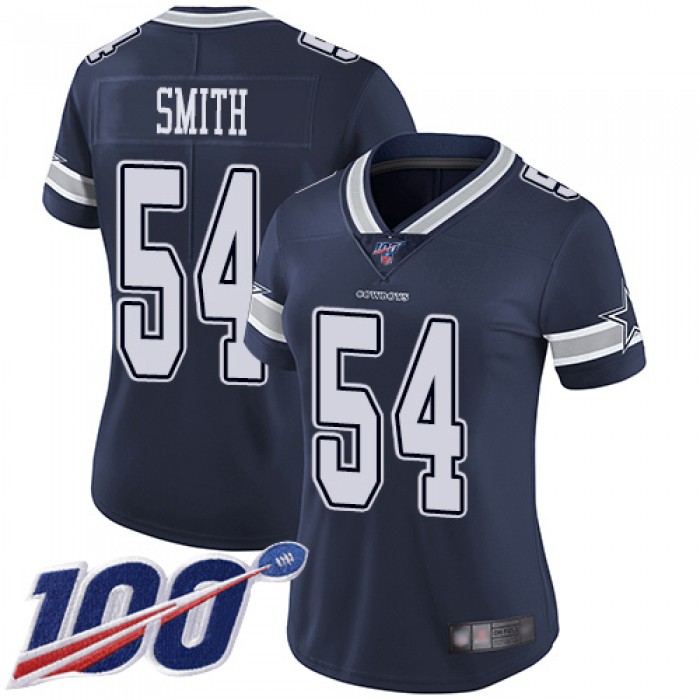 Nike Cowboys #54 Jaylon Smith Navy Blue Team Color Women's Stitched NFL 100th Season Vapor Limited Jersey