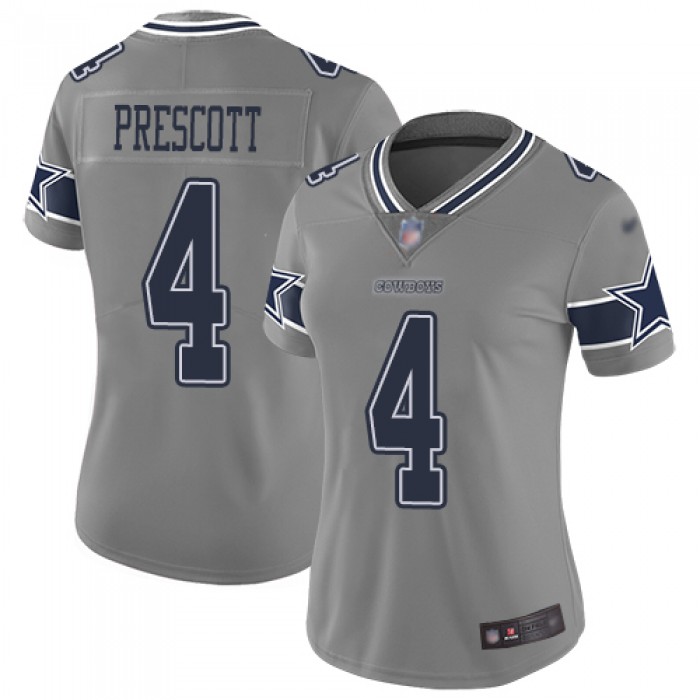 Nike Cowboys #4 Dak Prescott Gray Women's Stitched NFL Limited Inverted Legend Jersey
