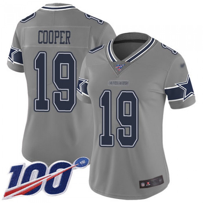 Nike Cowboys #19 Amari Cooper Gray Women's Stitched NFL Limited Inverted Legend 100th Season Jersey