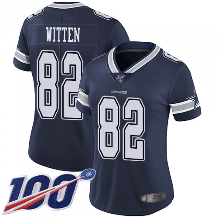 Nike Cowboys #82 Jason Witten Navy Blue Team Color Women's Stitched NFL 100th Season Vapor Limited Jersey
