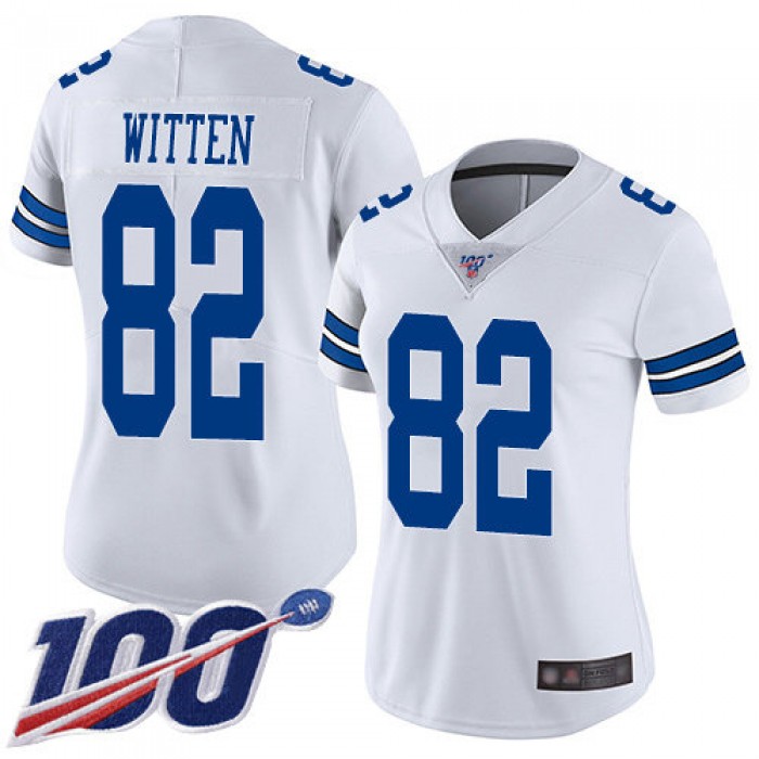 Nike Cowboys #82 Jason Witten White Women's Stitched NFL 100th Season Vapor Limited Jersey