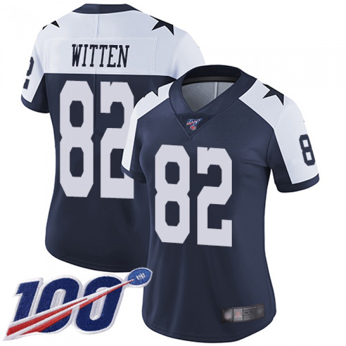 Nike Cowboys #82 Jason Witten Navy Blue Thanksgiving Women's Stitched NFL 100th Season Vapor Throwback Limited Jersey