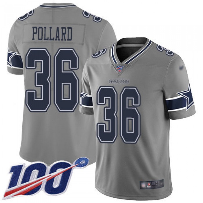 Nike Cowboys #36 Tony Pollard Gray Men's Stitched NFL Limited Inverted Legend 100th Season Jersey