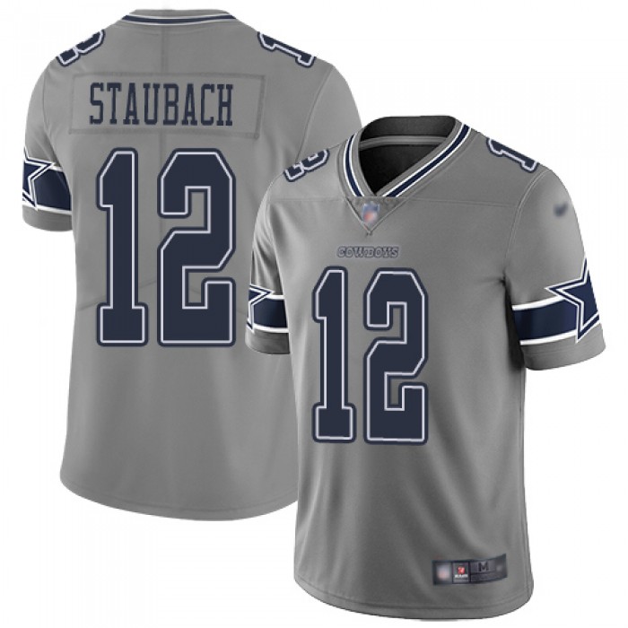 Nike Cowboys #12 Roger Staubach Gray Men's Stitched NFL Limited Inverted Legend 100th Season Jersey