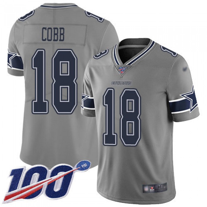 Nike Cowboys #18 Randall Cobb Gray Men's Stitched NFL Limited Inverted Legend 100th Season Jersey