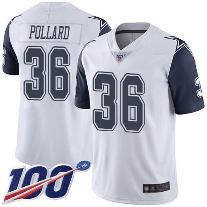 Nike Cowboys #36 Tony Pollard White Men's Stitched NFL Limited Rush 100th Season Jersey