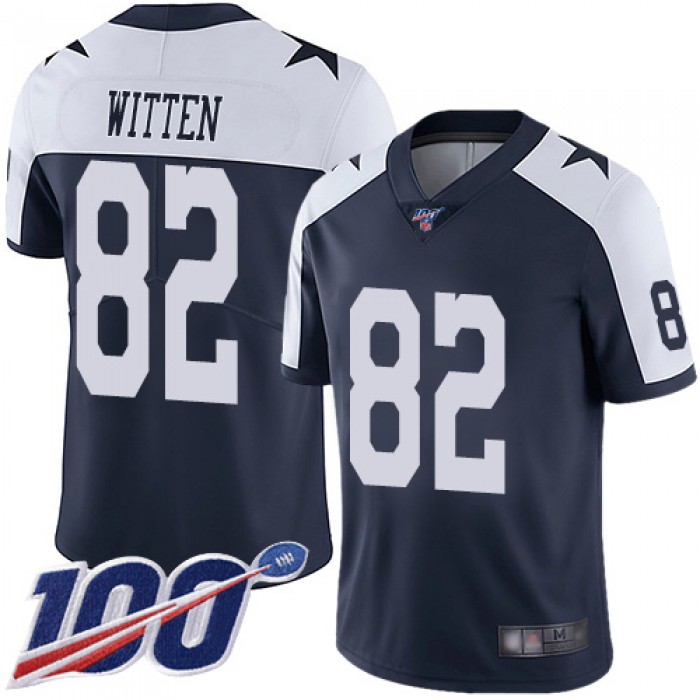 Nike Cowboys #82 Jason Witten Navy Blue Thanksgiving Men's Stitched NFL 100th Season Vapor Throwback Limited Jersey