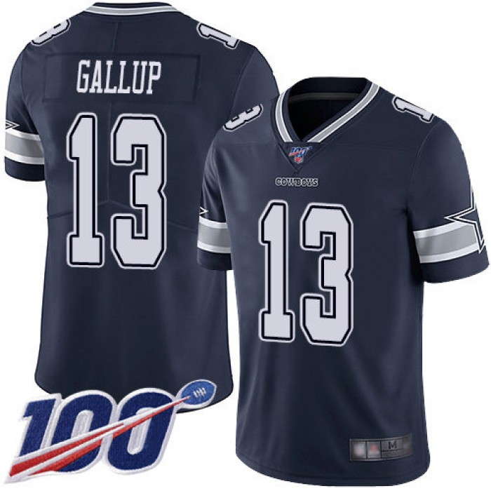 Nike Cowboys #13 Michael Gallup Navy Blue Team Color Men's Stitched NFL 100th Season Vapor Limited Jersey