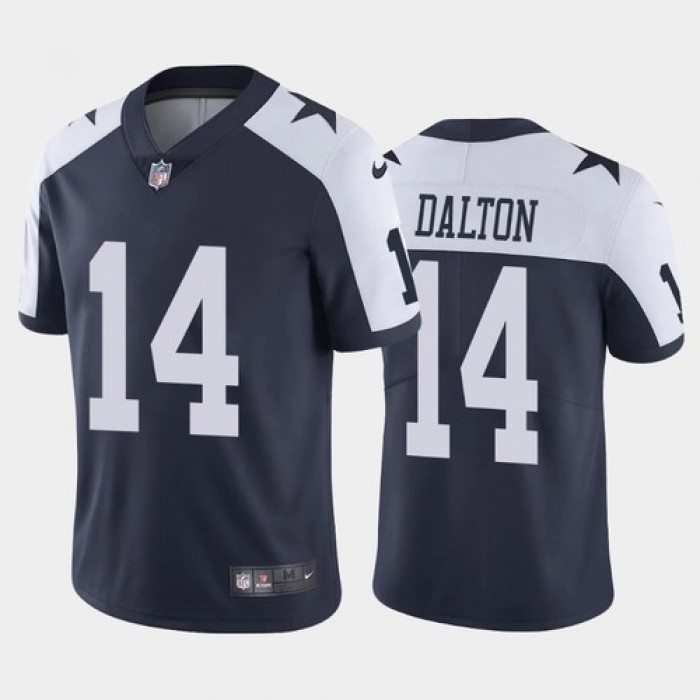 Men's Dallas Cowboys #14 Andy Dalton Navy Thanksgiving 2020 NEW Vapor Untouchable Stitched NFL Nike Limited Jersey