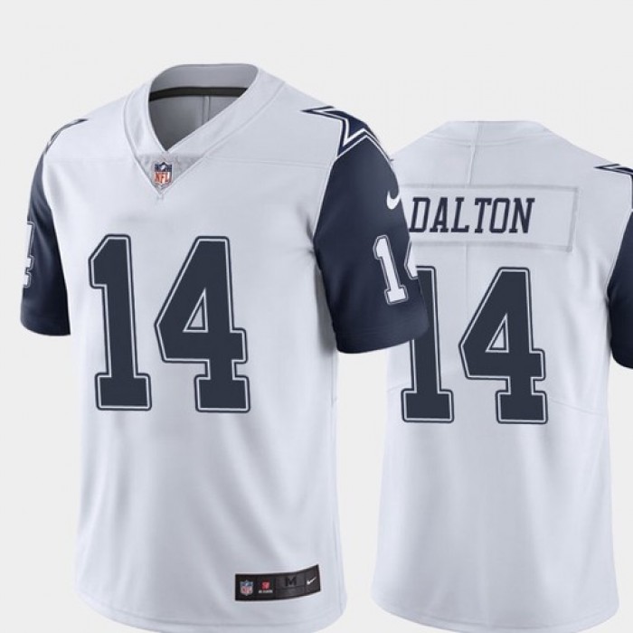 Men's Dallas Cowboys #14 Andy Dalton White Color Rush Stitched NFL Nike Limited Jersey