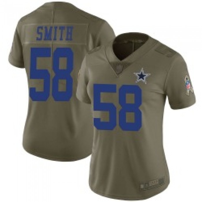 Women's Dallas Cowboys #58 Aldon Smith Limited Green 2017 Salute to Service Jersey