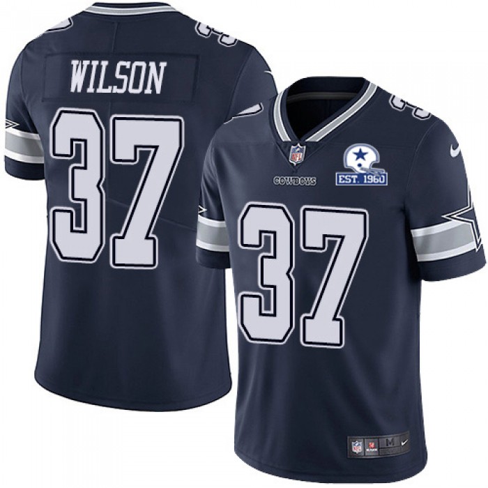 Nike Cowboys #37 Donovan Wilson Navy Blue Team Color Men's Stitched With Established In 1960 Patch NFL Vapor Untouchable Limited Jersey