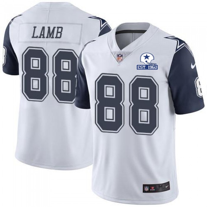 Nike Cowboys #88 CeeDee Lamb White Men's Stitched With Established In 1960 Patch NFL Limited Rush Jersey