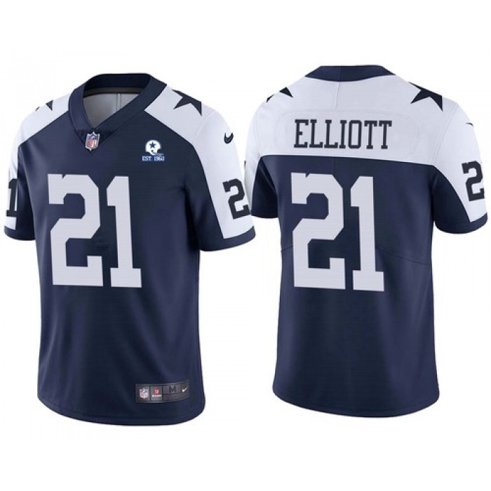 Men's Dallas Cowboys #21 Ezekiel Elliott Alternate 60th Anniversary Vapor Untouchable Stitched NFL Nike Limited Jersey
