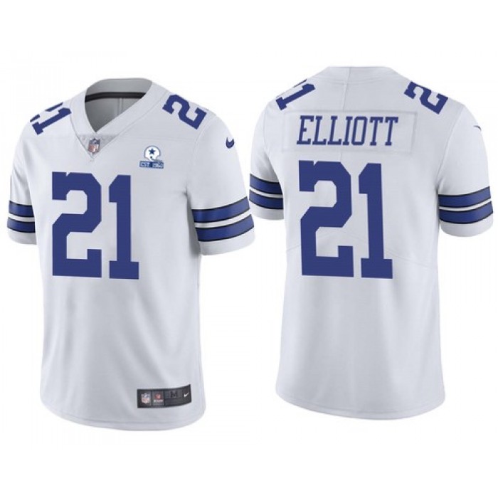 Men's Dallas Cowboys #21 Ezekiel Elliott 60th Anniversary White Vapor Untouchable Stitched NFL Nike Limited Jersey