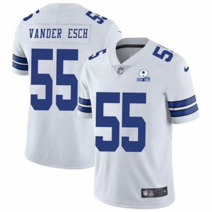 Men Dallas Cowboys #55 Leighton Vander Esch 60th Anniversary White Vapor Untouchable Stitched NFL Nike Limited Jersey