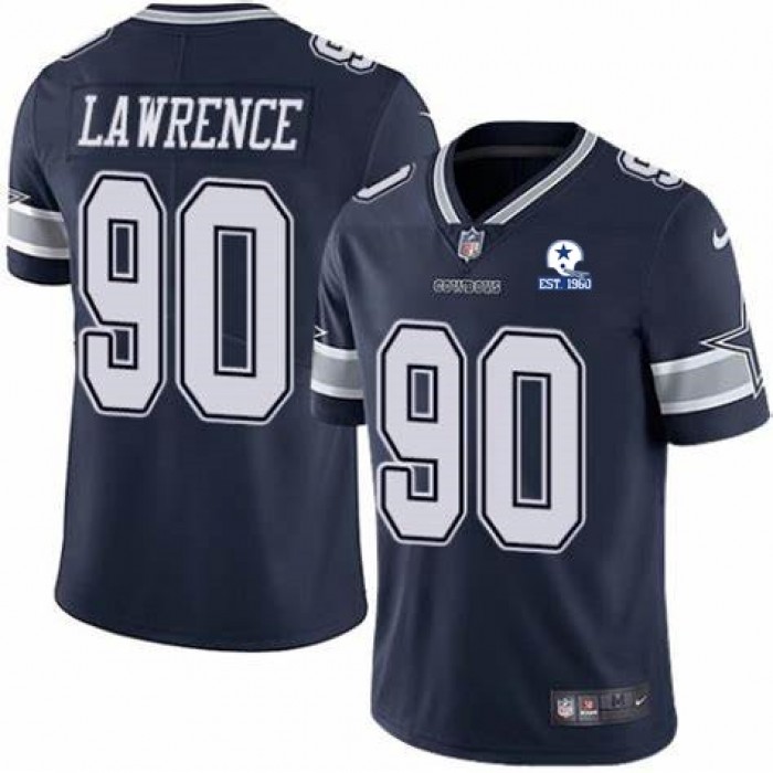 Men Dallas Cowboys #90 Demarcus Lawrence 60th Anniversary Navy Vapor Untouchable Stitched NFL Nike Limited Jersey