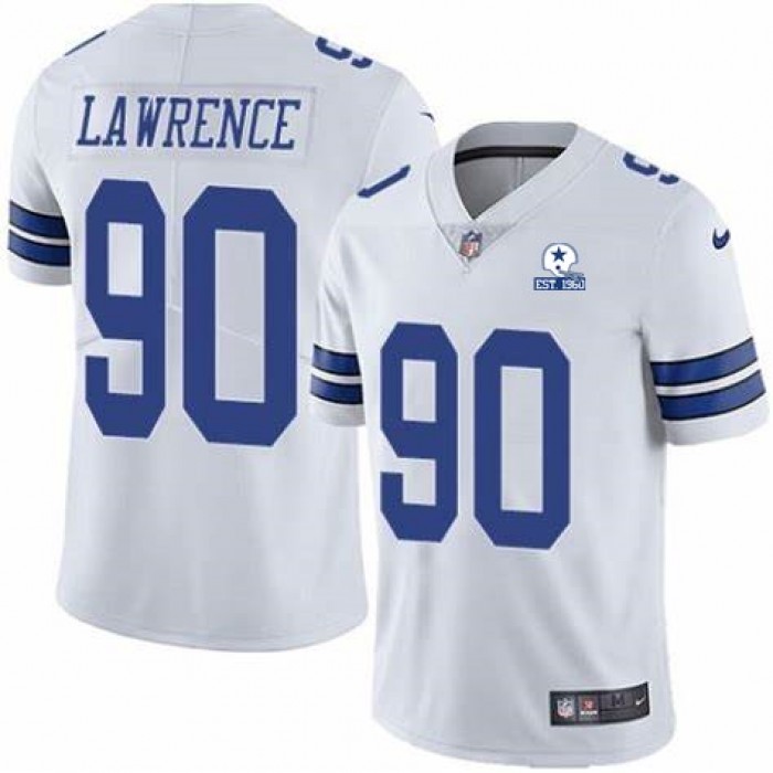 Men Dallas Cowboys #90 Demarcus Lawrence 60th Anniversary White Vapor Untouchable Stitched NFL Nike Limited Jersey