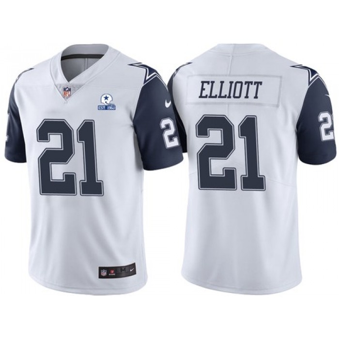 Men Dallas Cowboys #21 Ezekiel Elliott Color Rush 60th Anniversary Vapor Untouchable Stitched NFL Nike Limited Jersey