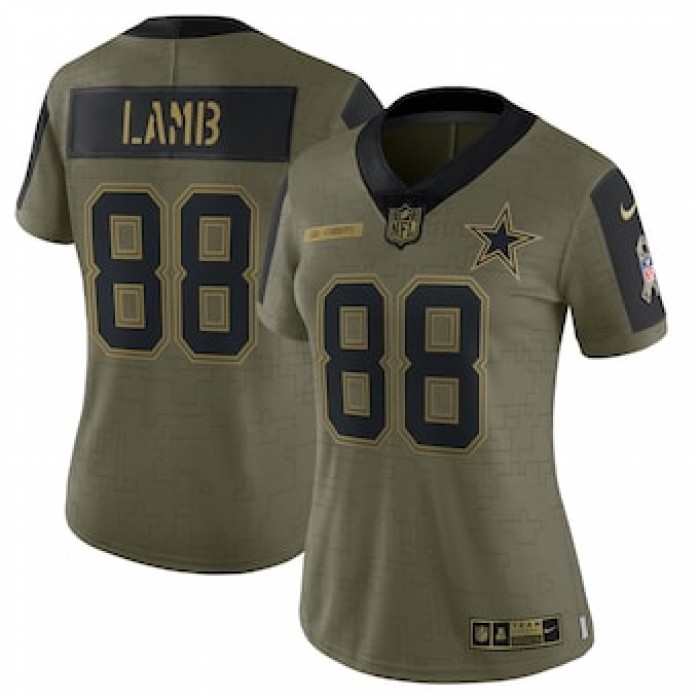 Women's Dallas Cowboys #88 CeeDee Lamb Nike Olive 2021 Salute To Service Limited Player Jersey