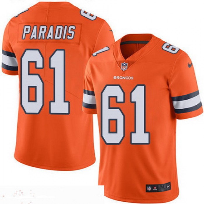 Men's Denver Broncos #61 Matt Paradis Orange 2016 Color Rush Stitched NFL Nike Limited Jersey