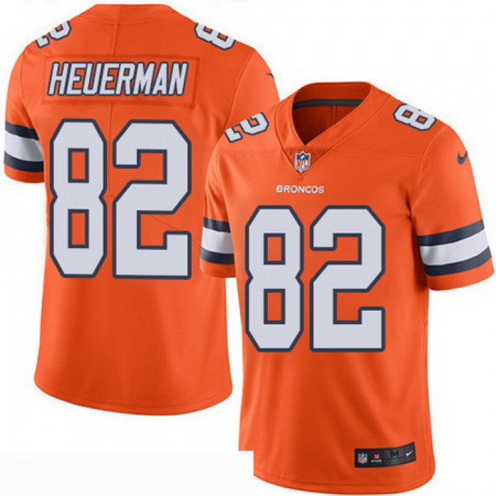 Men's Denver Broncos #82 Jeff Heuerman Orange 2016 Color Rush Stitched NFL Nike Limited Jersey