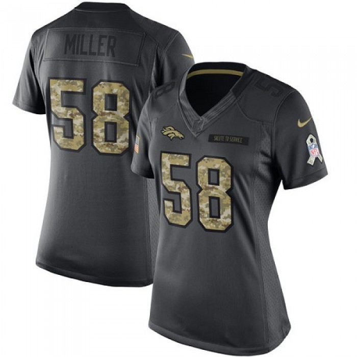 Women's Denver Broncos #58 Von Miller Black Anthracite 2016 Salute To Service Stitched NFL Nike Limited Jersey