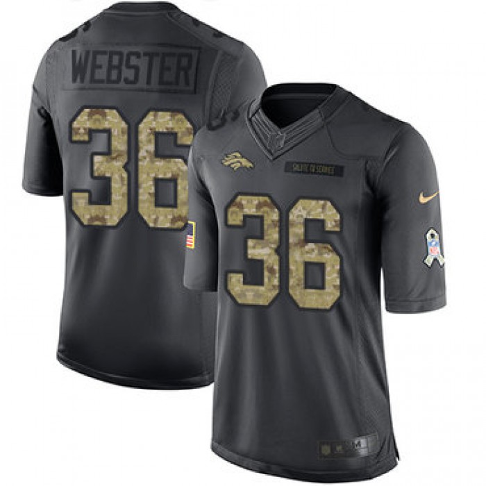 Men's Denver Broncos #36 Kayvon Webster Black Anthracite 2016 Salute To Service Stitched NFL Nike Limited Jersey