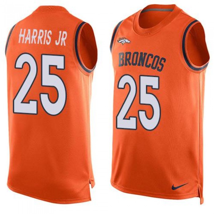 Men's Denver Broncos #25 Chris Harris Jr Orange Hot Pressing Player Name & Number Nike NFL Tank Top Jersey